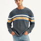 Men's Striped Grey Crew Neck Sweater