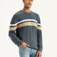 Men's Striped Grey Crew Neck Sweater