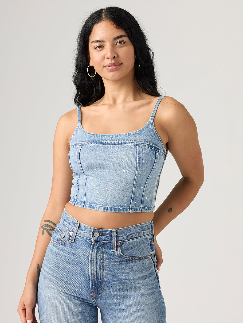 Women's Jadine Denim Cami Tank Top - Front View