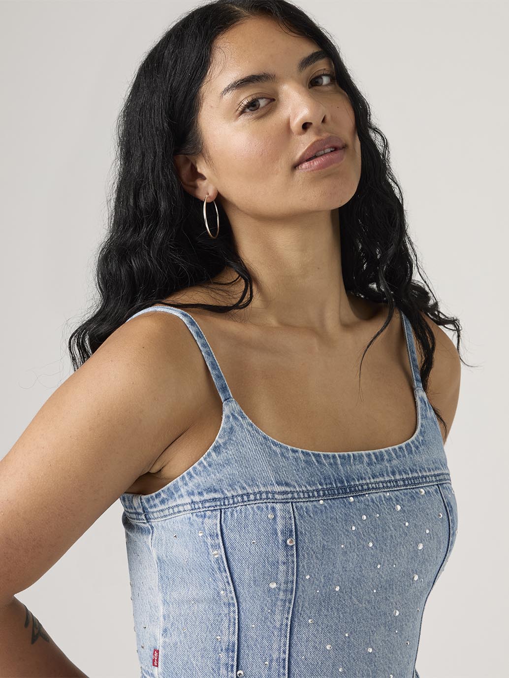 Women's Jadine Denim Cami Tank Top - Detail View