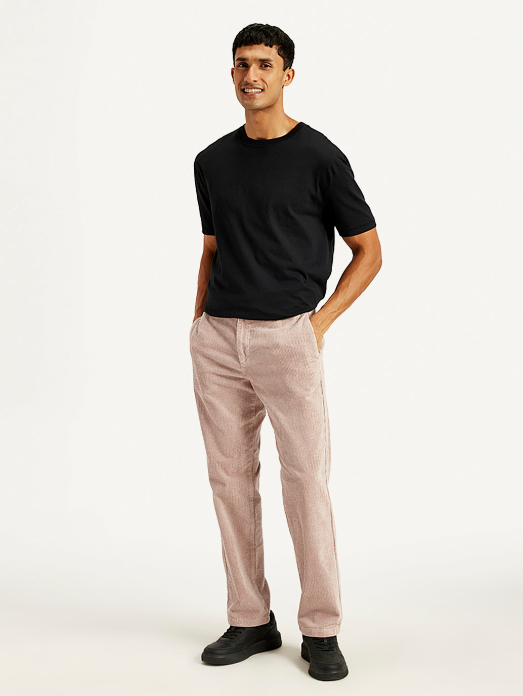 Men's Light Pink Straight Fit Chinos - Front View