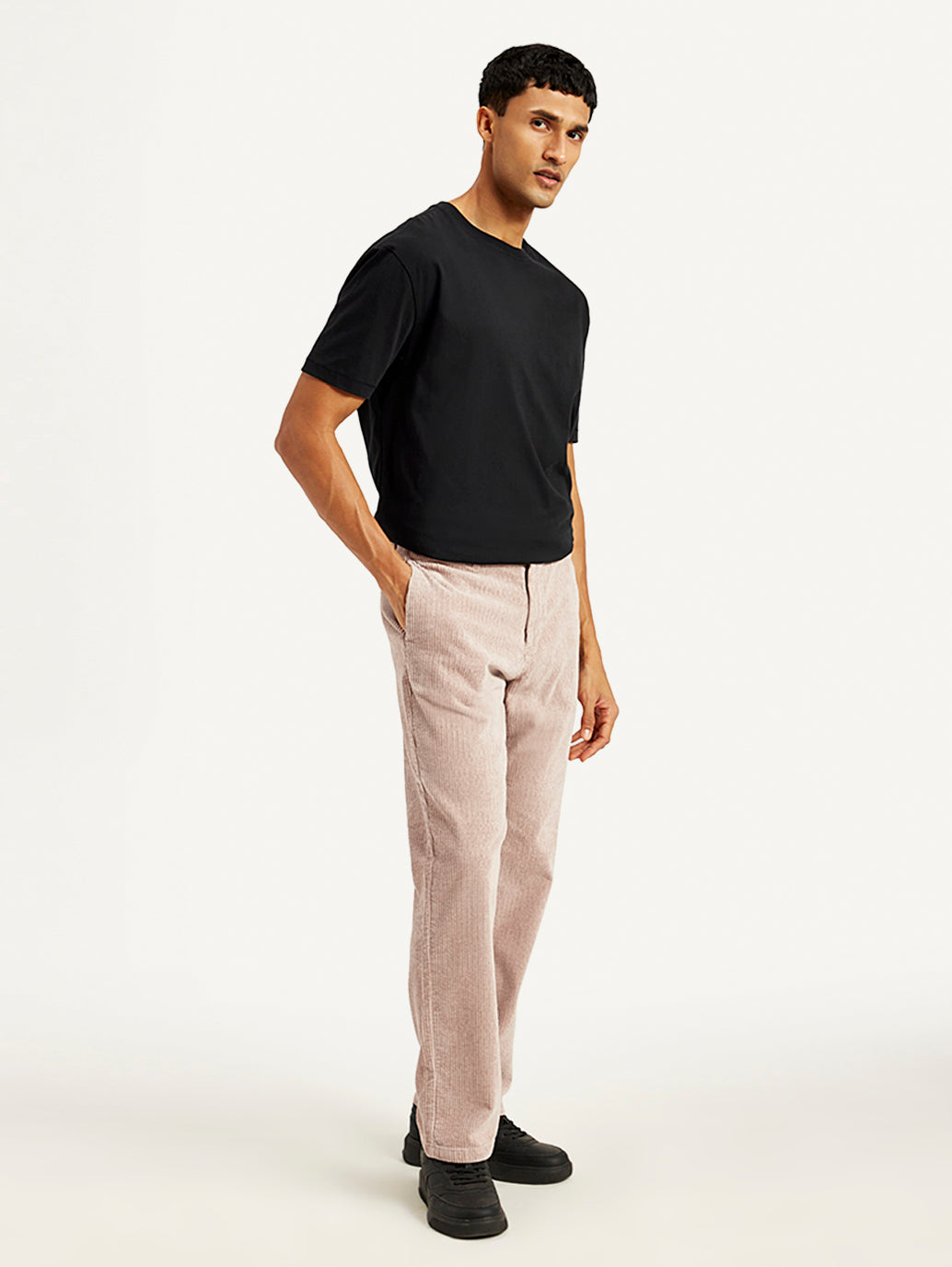 Men's Light Pink Straight Fit Chinos - Side View