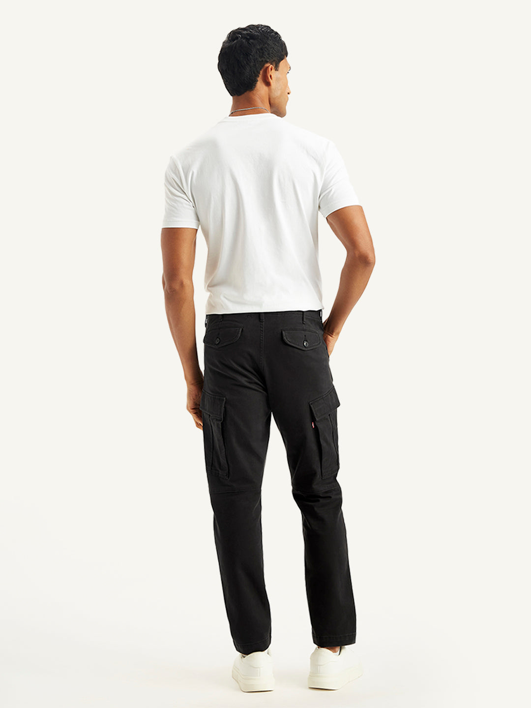 Men's Black Tapered Cargo Trousers