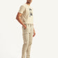 Men's Beige Slim Tapered Fit Cargo Trousers