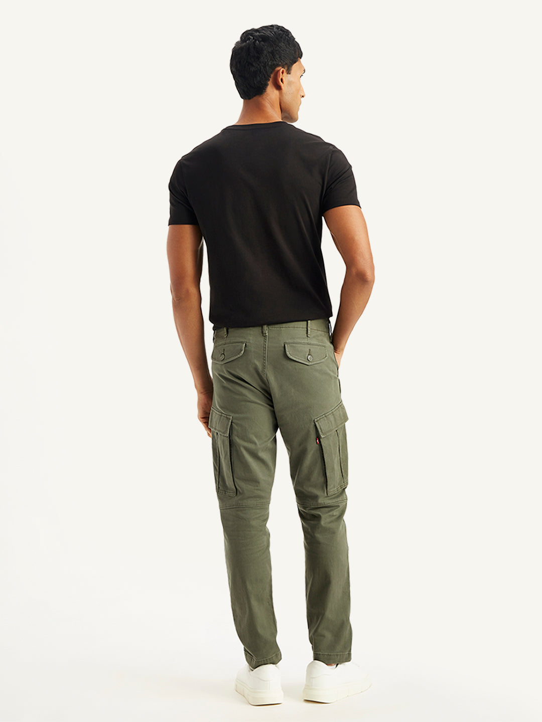 Men's Olive Tapered Cargo Trousers