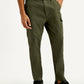 Men's Green Slim Fit Mid Rise Cargo Trousers - Front View