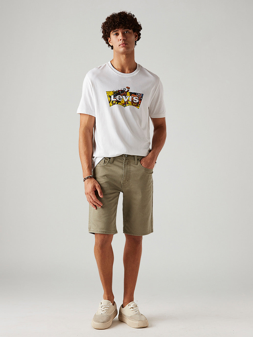 Men's 502 Taupe Tapered Fit Mid Rise Shorts - Styleshot View
