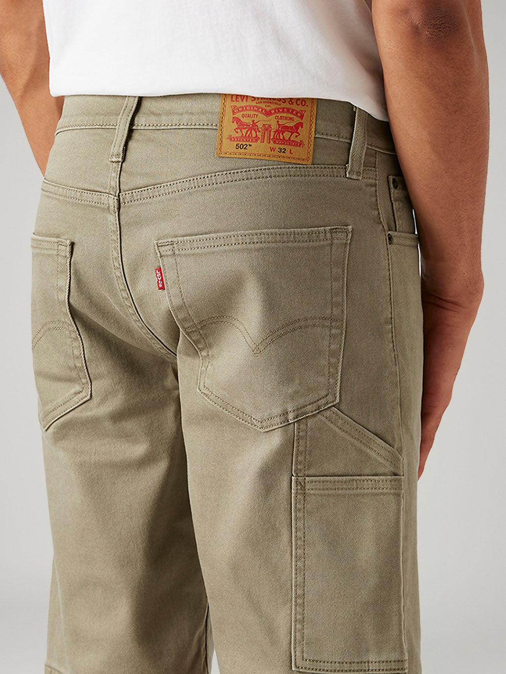 Men's 502 Taupe Tapered Fit Mid Rise Shorts - Detail View