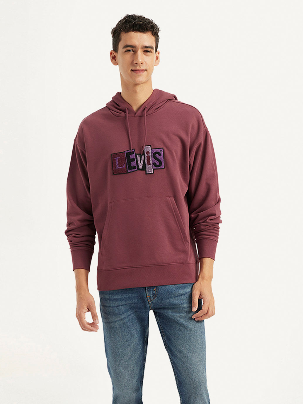 Men's Printed Maroon Sweatshirt - Front View