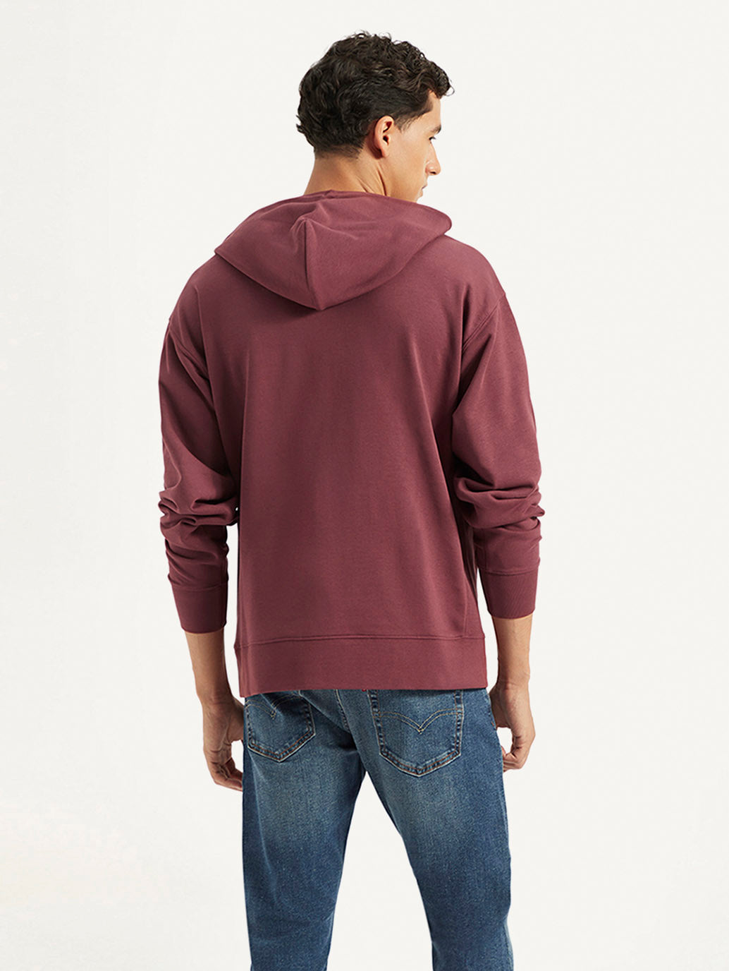 Men's Printed Maroon Sweatshirt - Back View