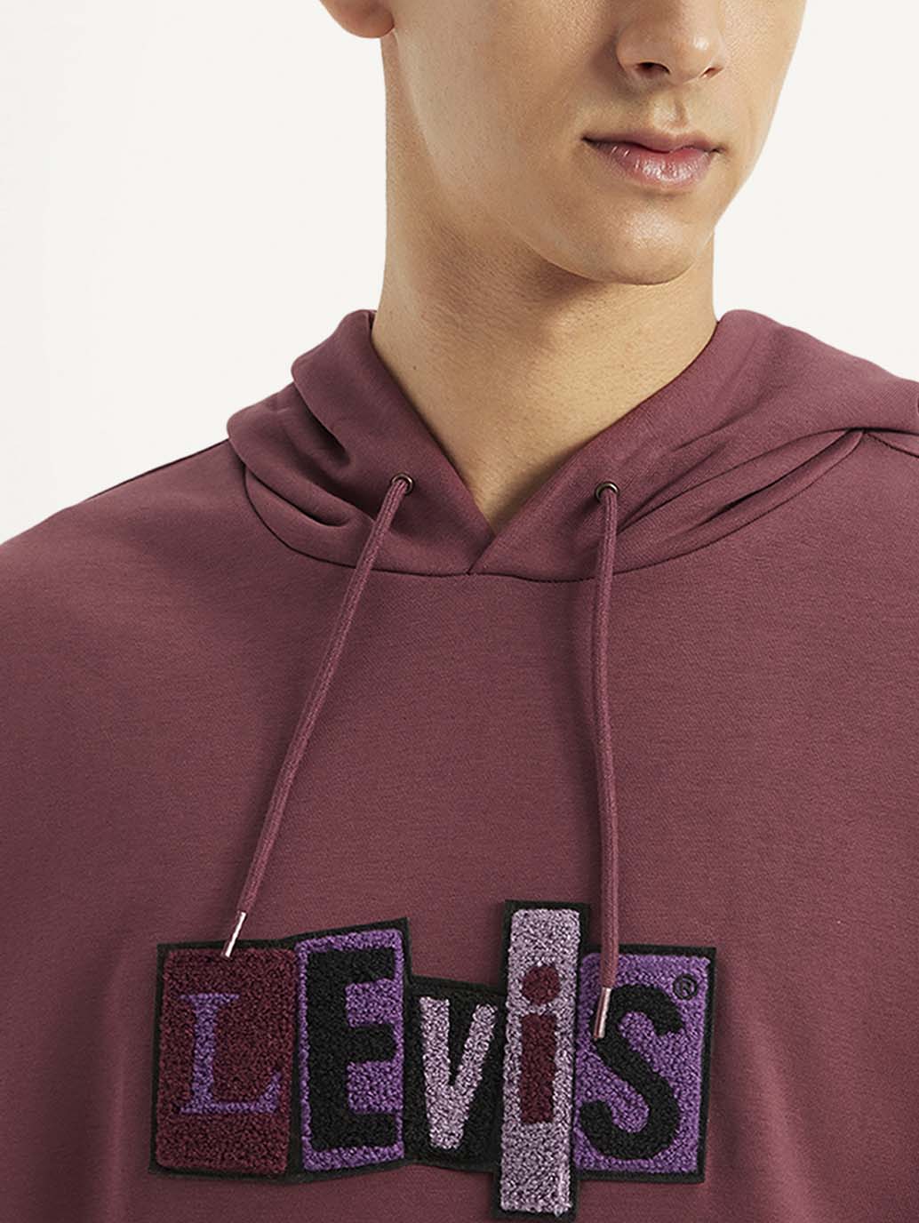 Men's Printed Maroon Sweatshirt - Detail View