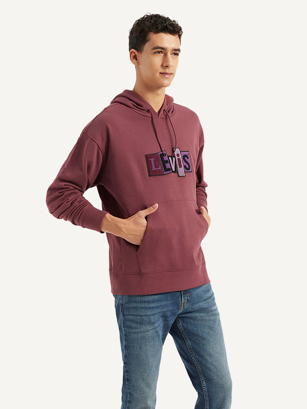 Men's Printed Maroon Sweatshirt - Side View