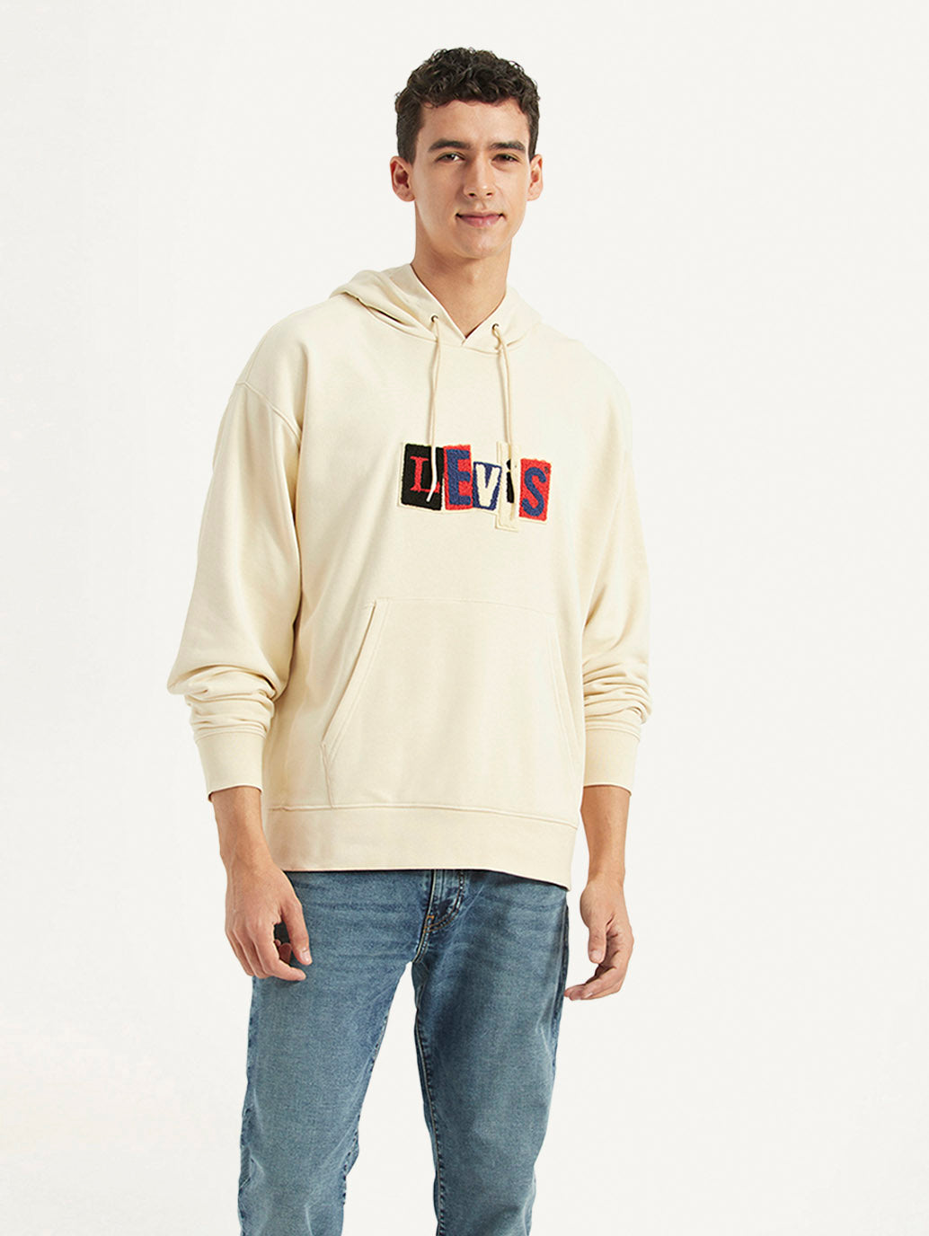 Men's Printed Beige Sweatshirt - Front View