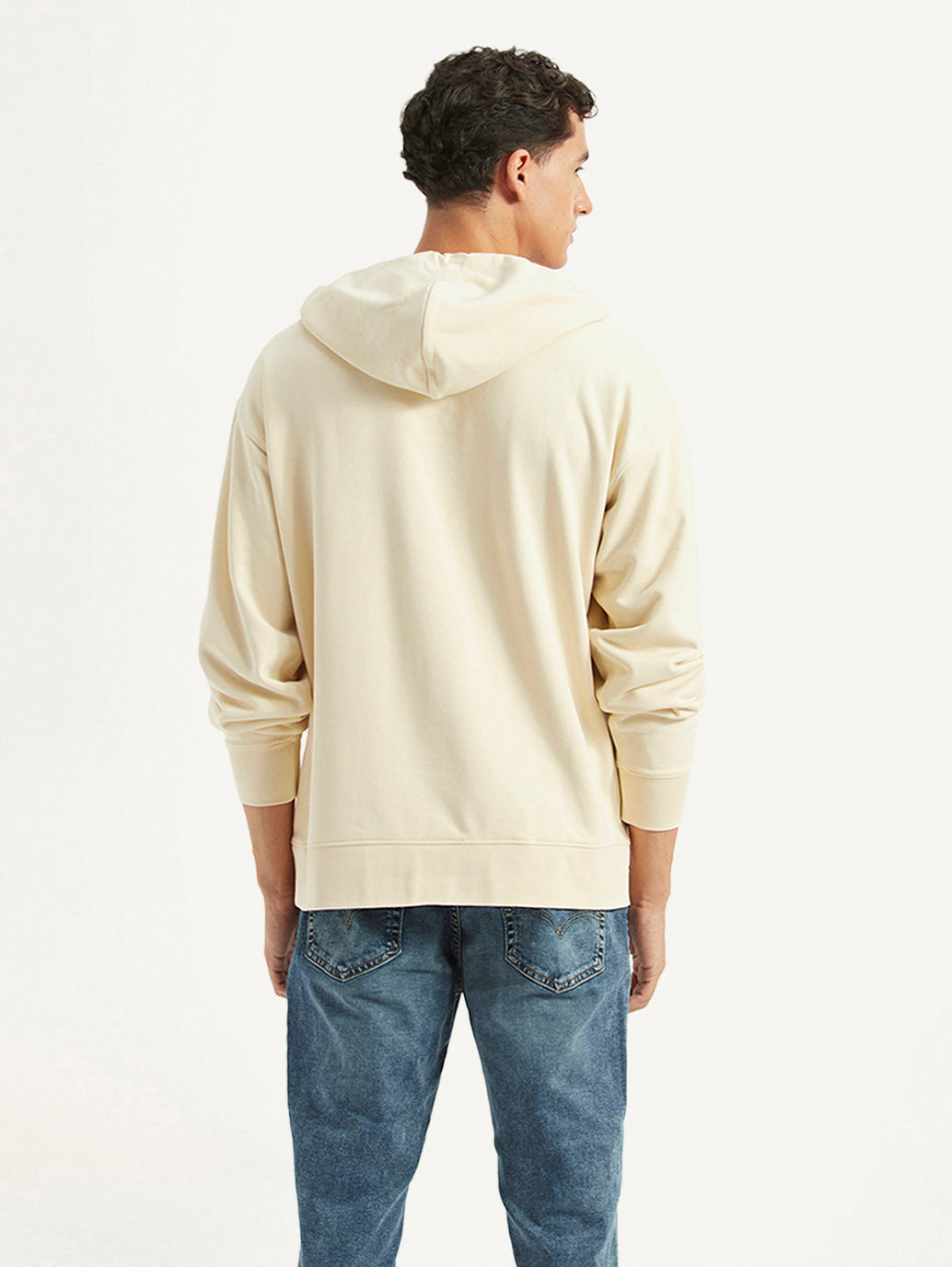 Men's Printed Beige Sweatshirt - Back View