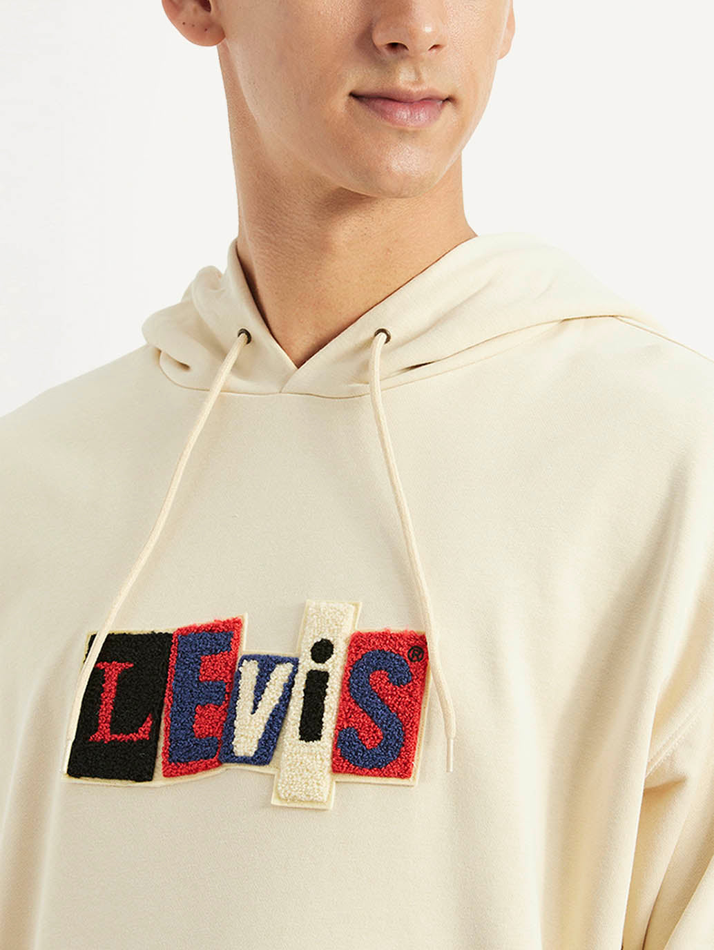 Men's Printed Beige Sweatshirt - Detail View