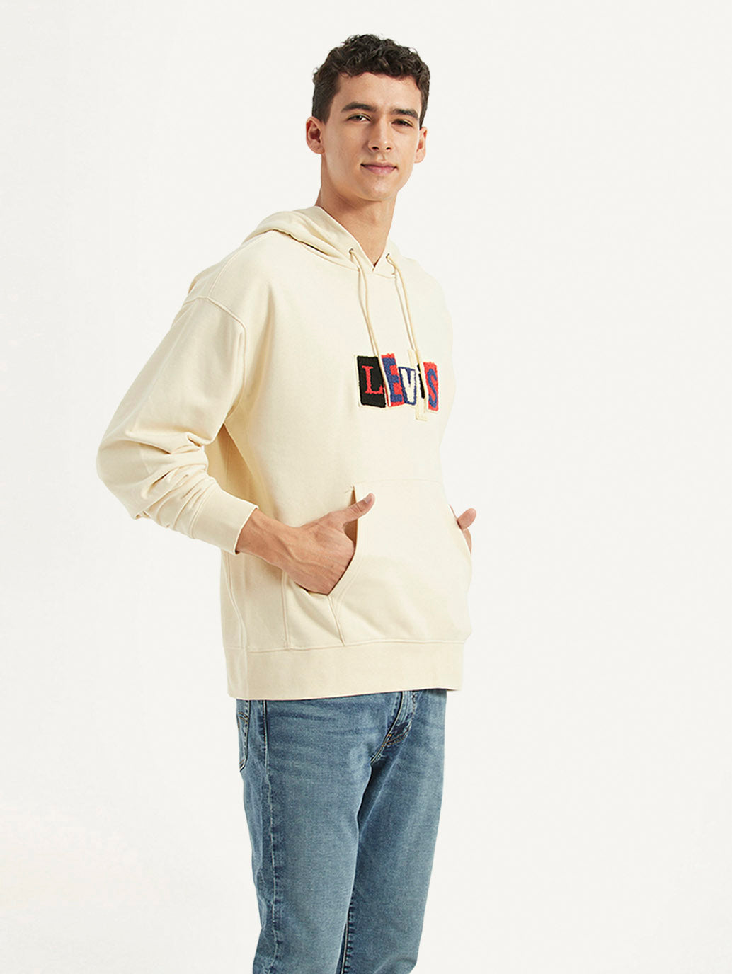 Men's Printed Beige Sweatshirt - Side View