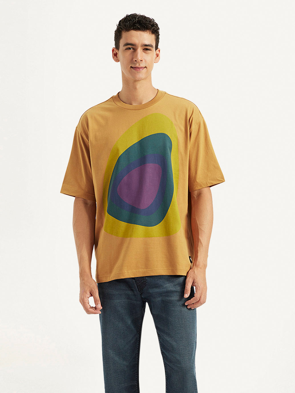 Men's Printed Boxy Fit T-Shirt - Front View