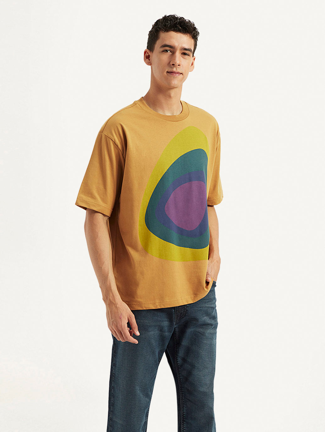 Men's Printed Boxy Fit T-Shirt - Side View
