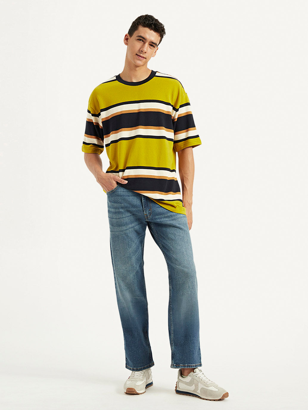 Men's Striped Relaxed Fit T-Shirt - Styleshot View