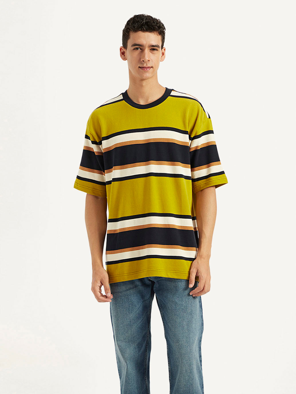 Men's Striped Relaxed Fit T-Shirt - Front View