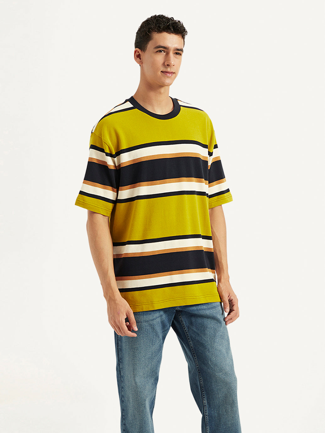 Men's Striped Relaxed Fit T-Shirt - Side View