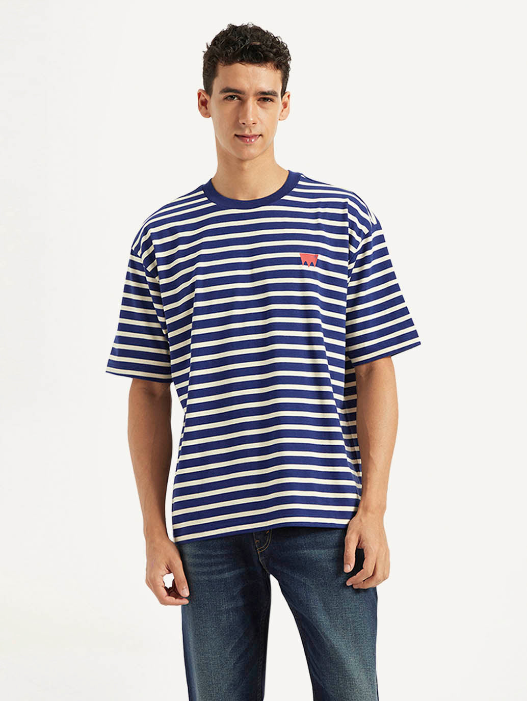 Men's Striped Relaxed Fit T-Shirt - Front View