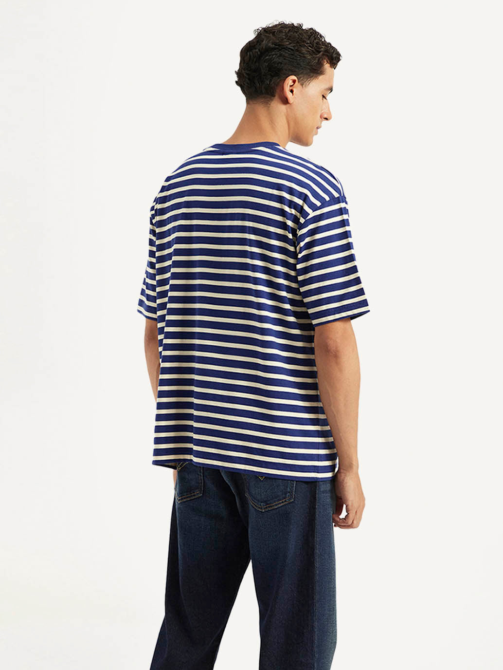 Men's Striped Relaxed Fit T-Shirt - Back View