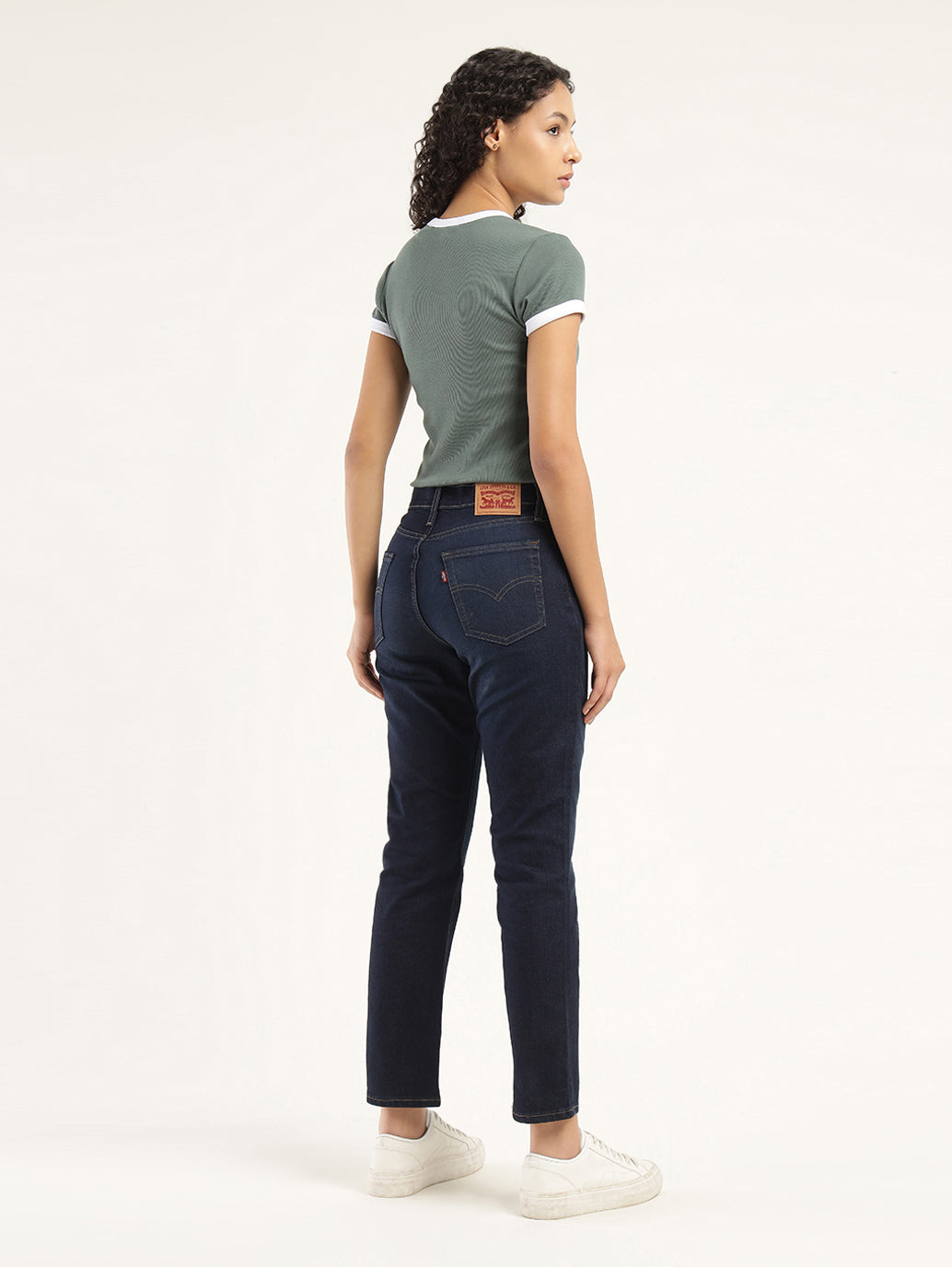 Women's 724 Blue Slim Straight Fit High Rise Jeans - Back View