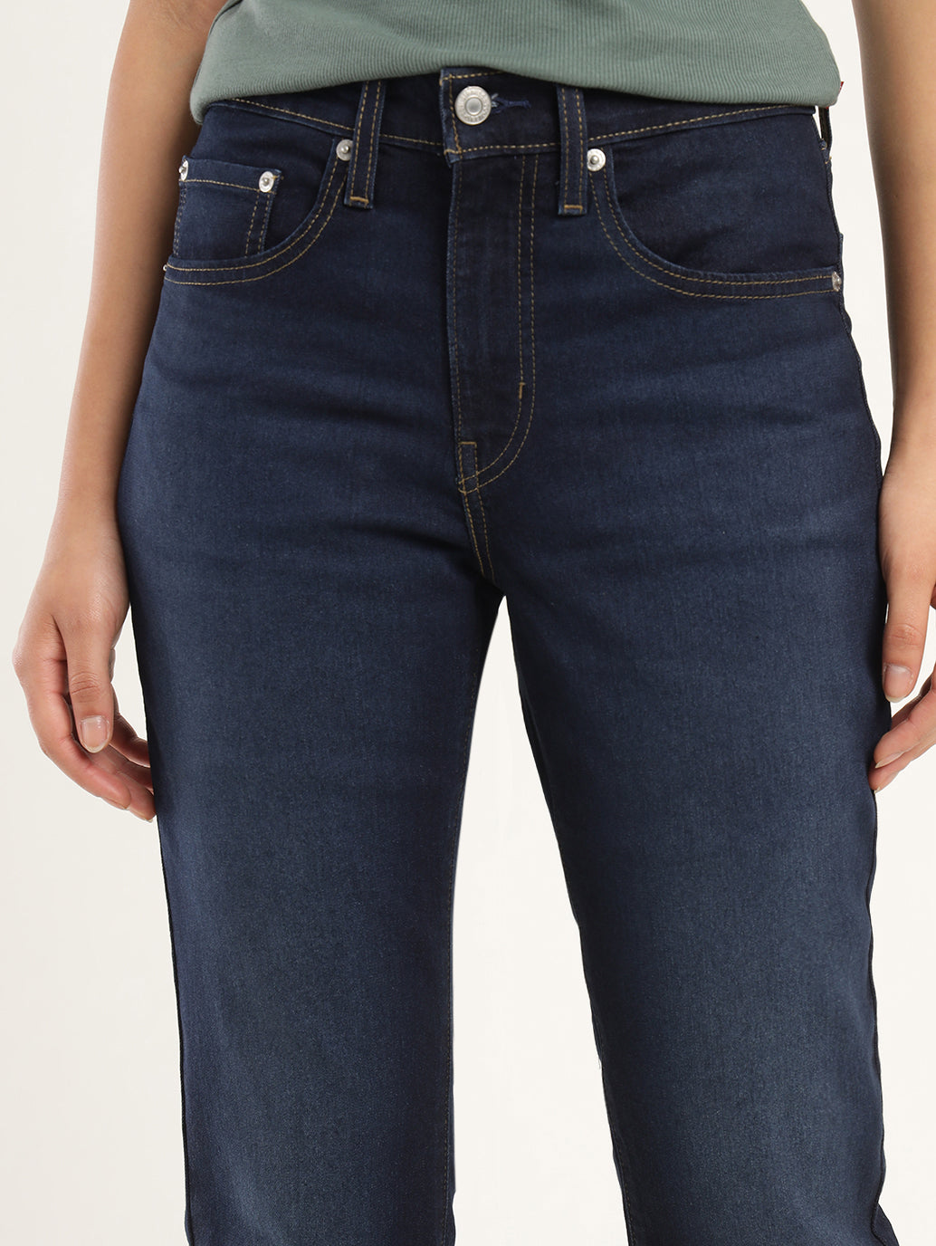 Women's 724 Blue Slim Straight Fit High Rise Jeans - Detail View
