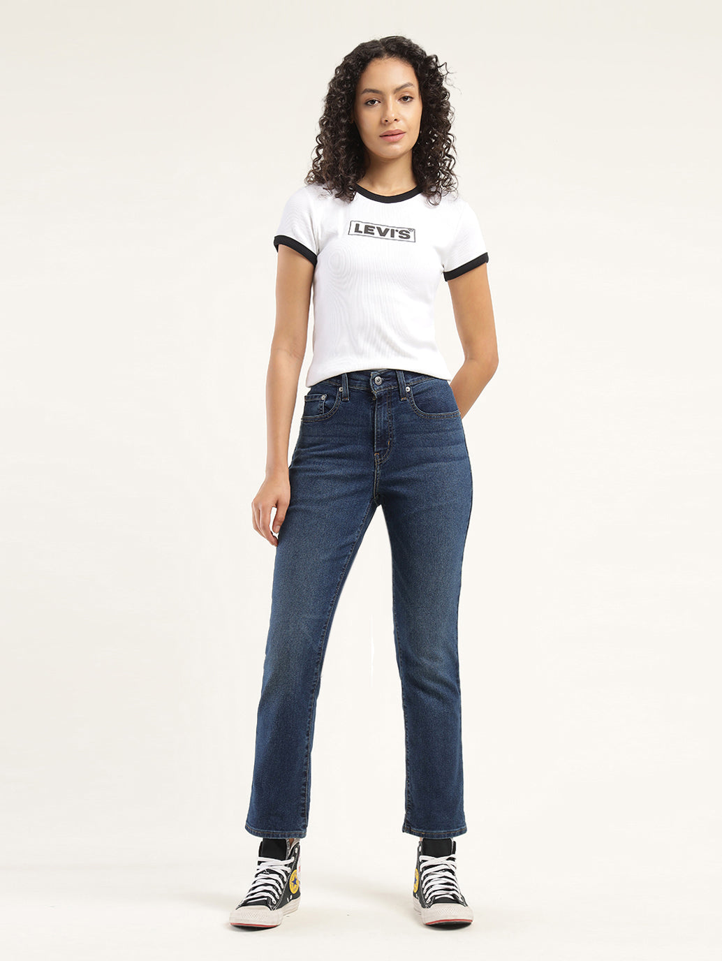 Women's 724 Blue Slim Straight Fit High Rise Jeans - Front View