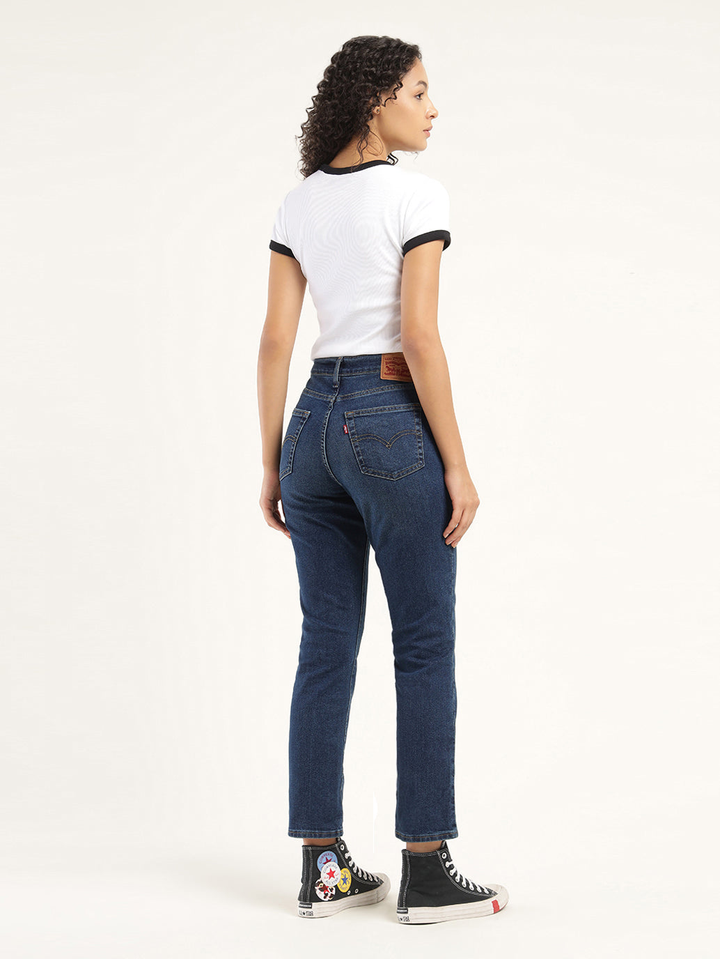 Women's 724 Blue Slim Straight Fit High Rise Jeans - Back View