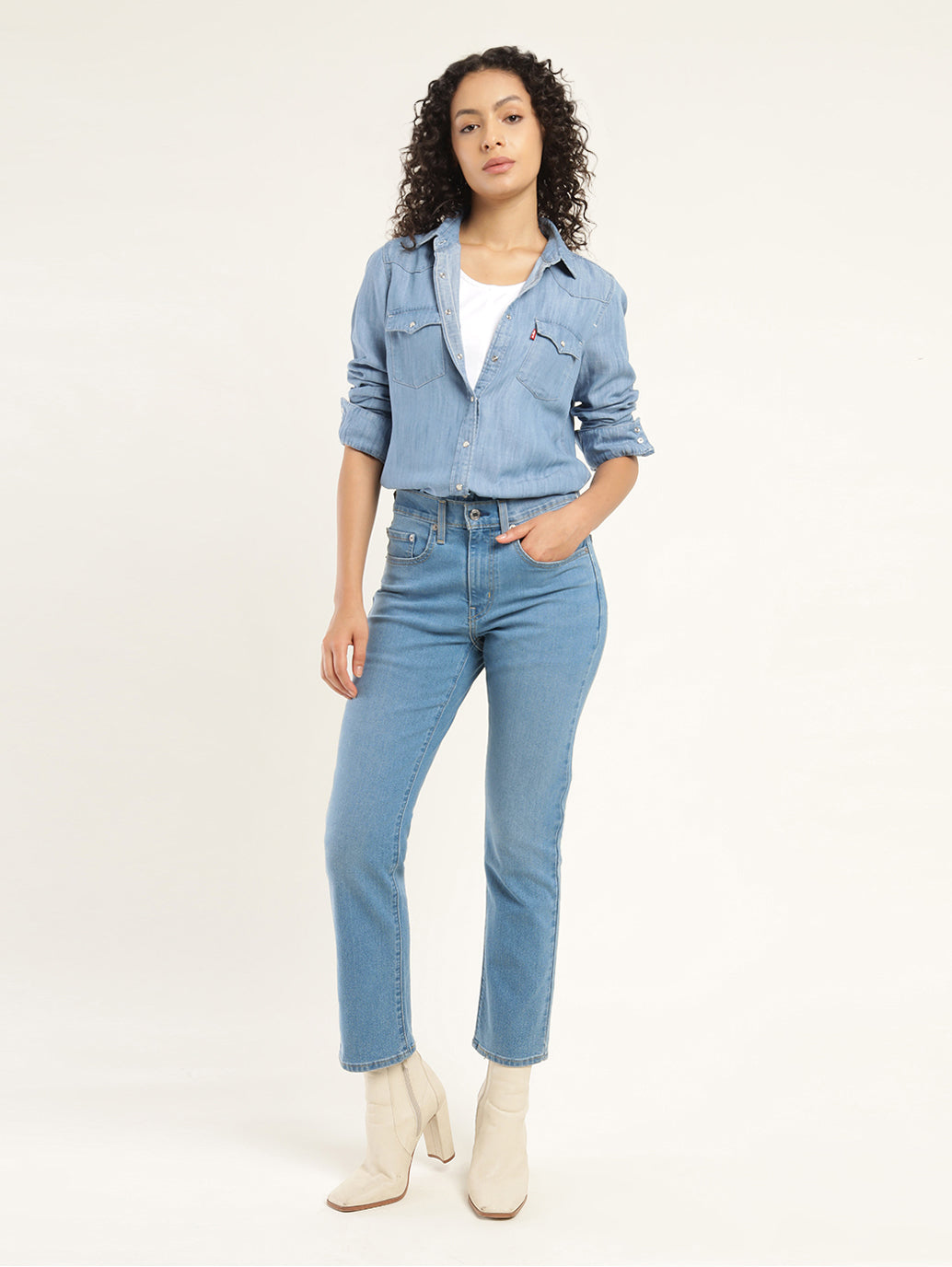 Women's 724 Blue Slim Straight Fit High Rise Jeans
