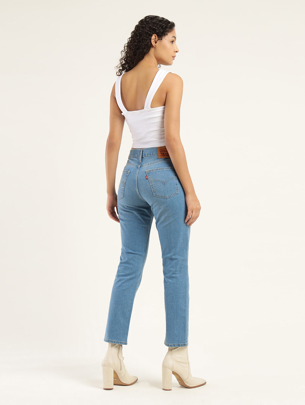 Women's 724 Blue Slim Straight Fit High Rise Jeans - Back View