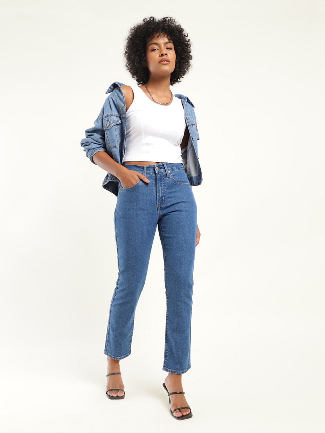 Women's 724 Blue Straight Fit High Rise Jeans