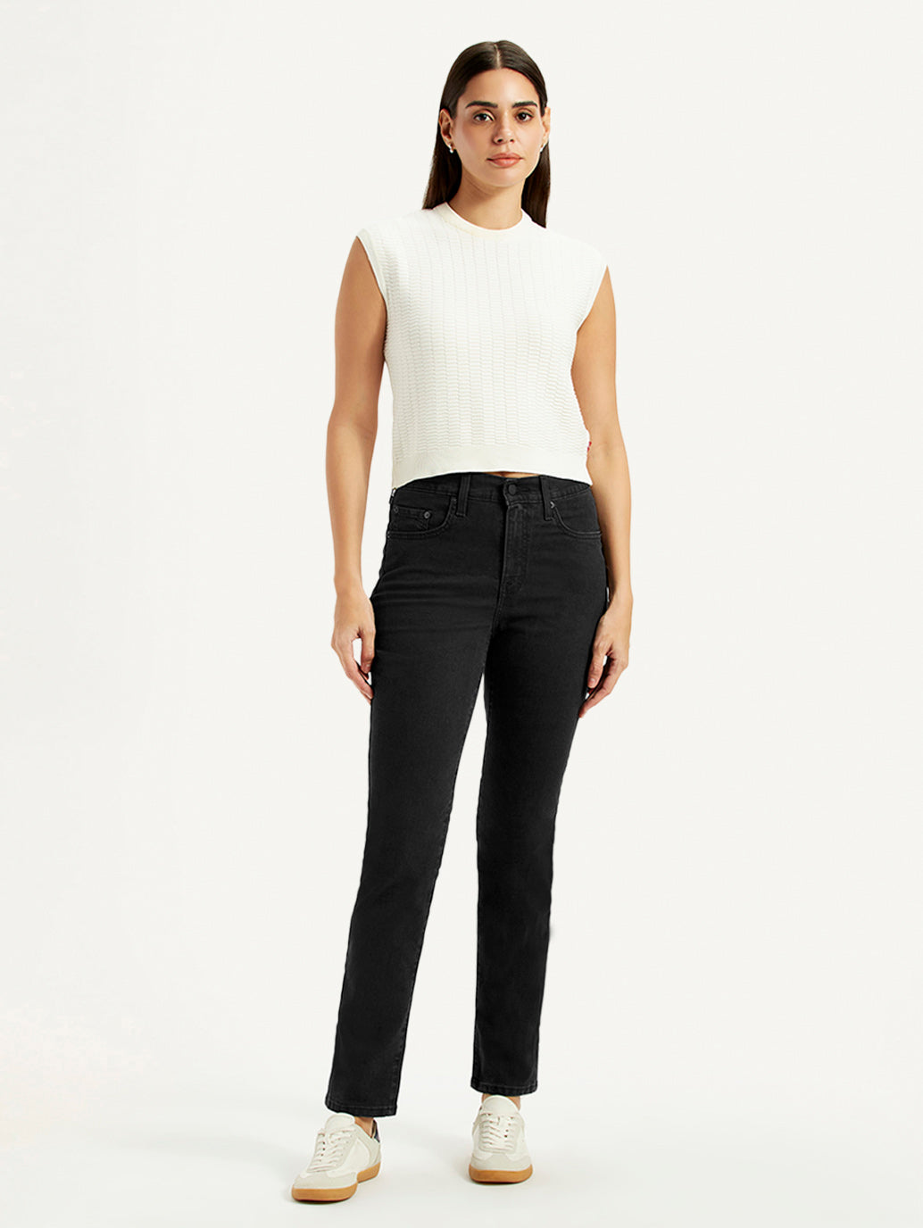 Women's 724 Black Slim Straight Fit High Rise Jeans - 25d63d0e-342d-49c9-b437-84c222ff2525 View