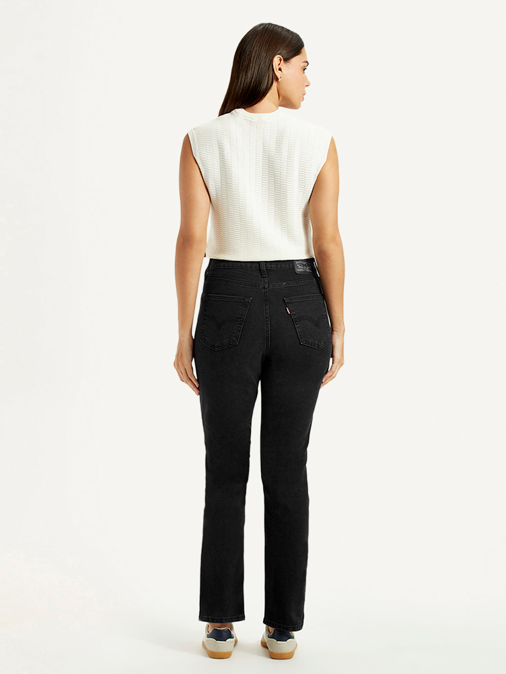 Women's 724 Black Slim Straight Fit High Rise Jeans - Back View