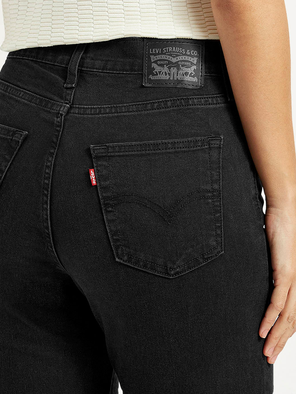 Women's 724 Black Slim Straight Fit High Rise Jeans - Detail View