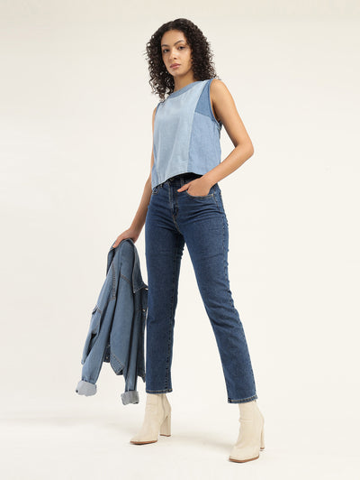 Women's 724 Blue Straight Fit High Rise Jeans