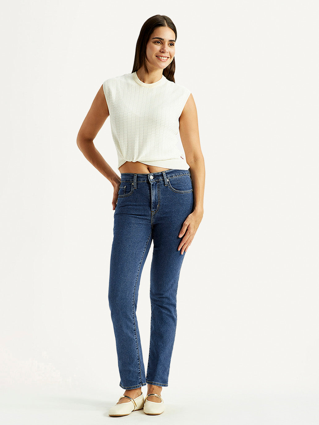 Women's 724 Blue Straight Fit High Rise Jeans