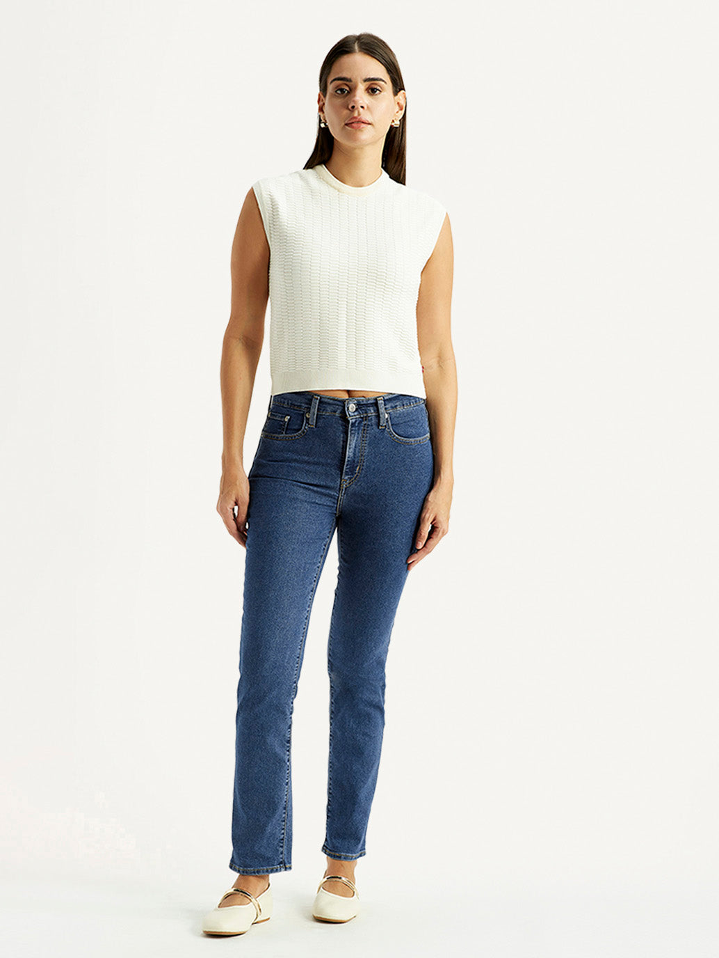 Women's 724 Blue Slim Straight Fit High Rise Jeans - 7adc86d2-93d9-4aab-bcfd-6b3ea25ea4c3 View