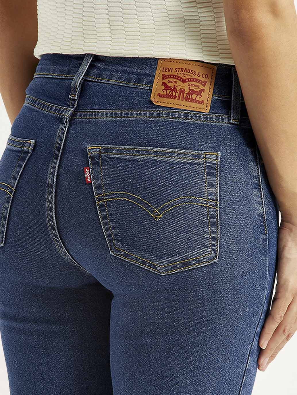 Women's 724 Blue Slim Straight Fit High Rise Jeans - Detail View