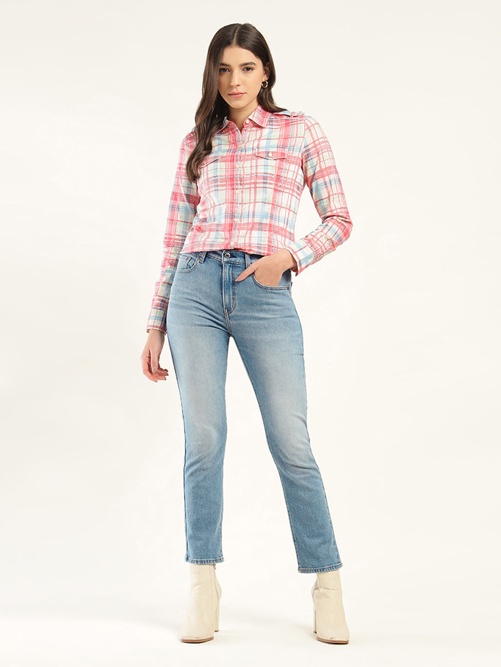 Women's 724 Blue Slim Straight Fit High Rise Jeans