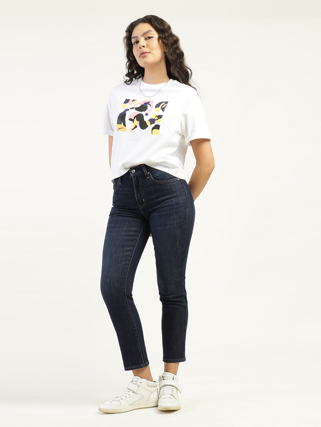 Women's 724 Dark Blue Straight Fit High Rise Jeans