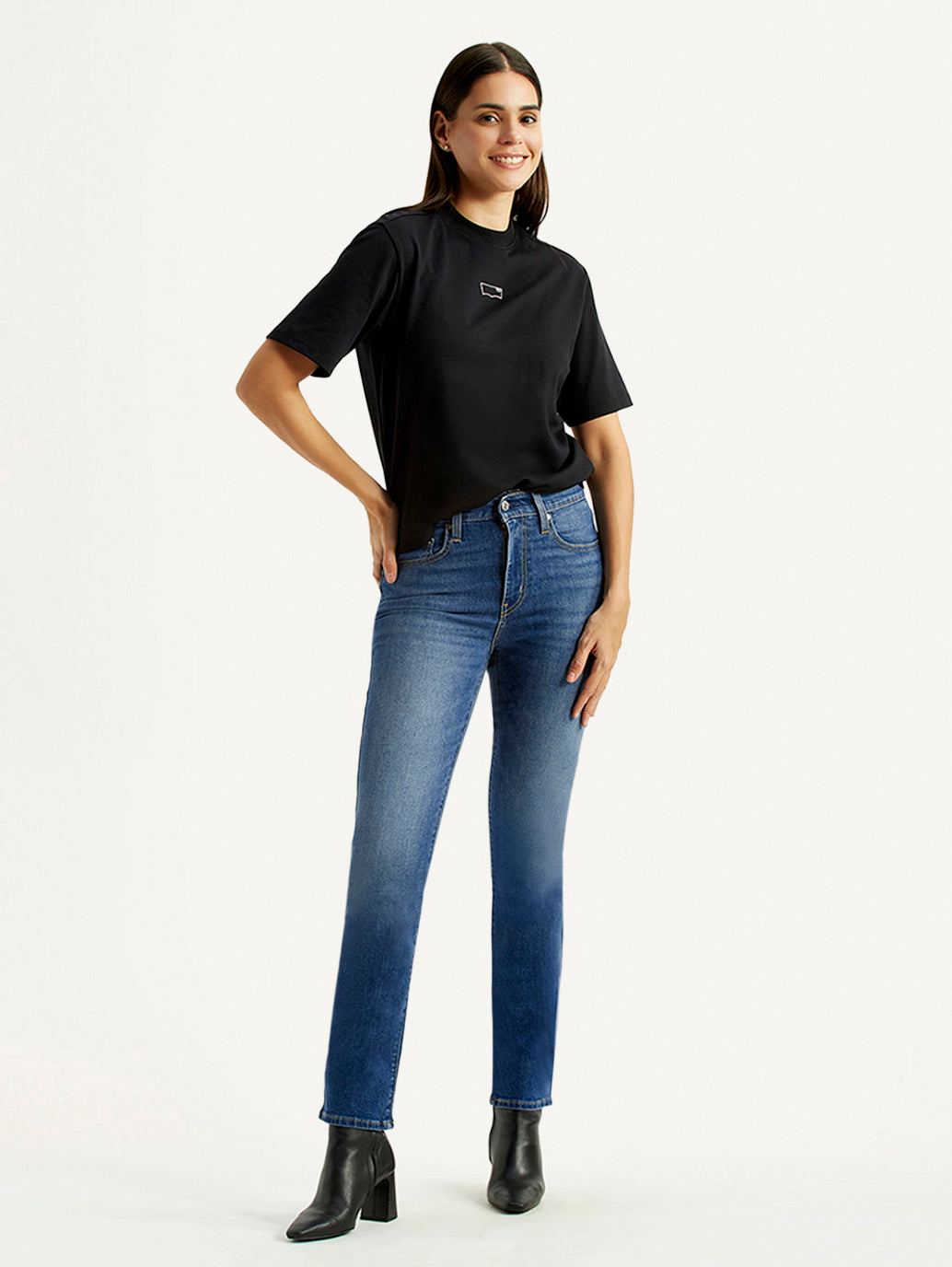 Women's 724 Blue Straight Fit High Rise Jeans