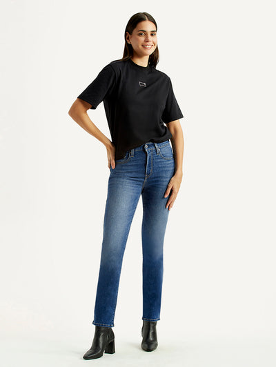 levi's Women's 724 Blue Straight Fit High Rise Jeans-picture-41