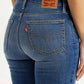 Women's 724 Blue Straight Fit High Rise Jeans - Detail View