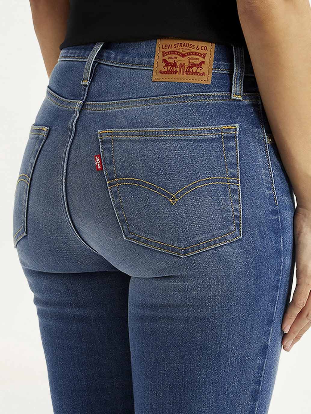 Women's 724 Blue Straight Fit High Rise Jeans - Detail View