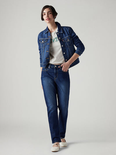 levi's Women's 724 Dark Blue Slim Straight Fit High Rise Tinted Jeans-picture-46