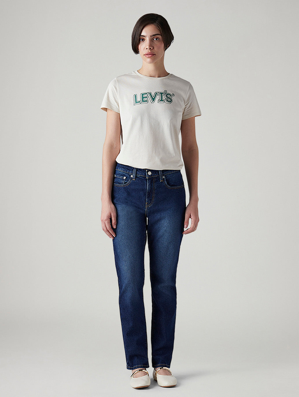 Women's 724 Dark Indigo Slim Straight Fit High Rise Tinted Jeans - Front View