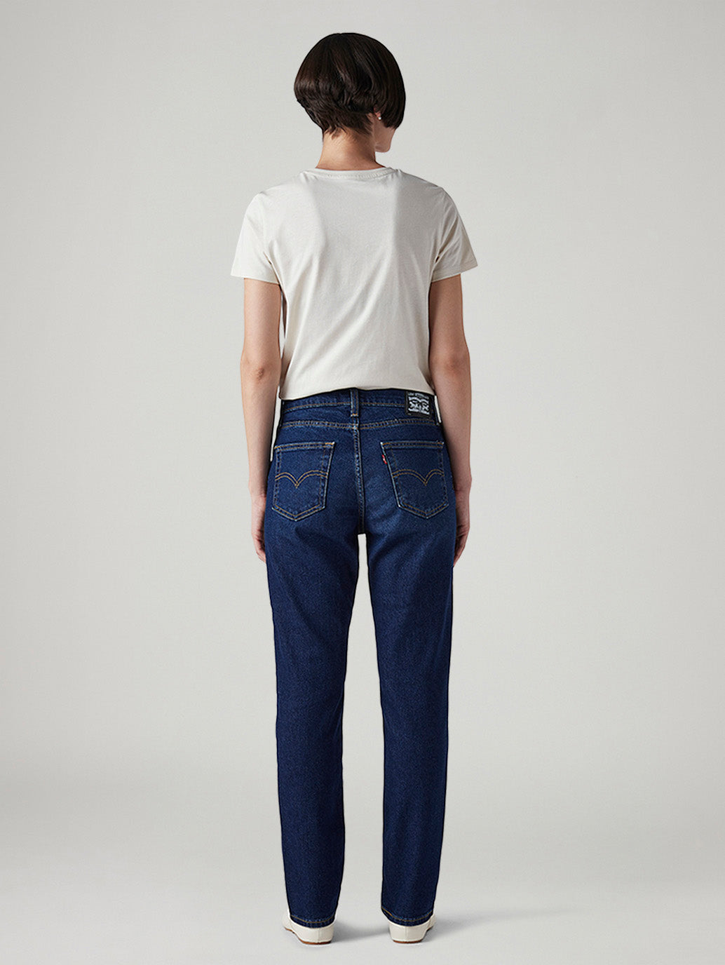 Women's 724 Dark Indigo Slim Straight Fit High Rise Tinted Jeans - Back View